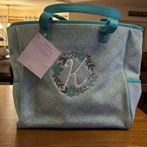 New Stylish Teal Tote Bag with “K” Personalization
